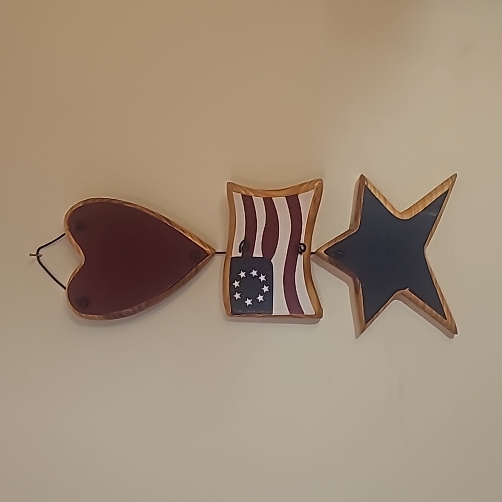 Heart Flag Star Patriotic Hanging Wall Decor